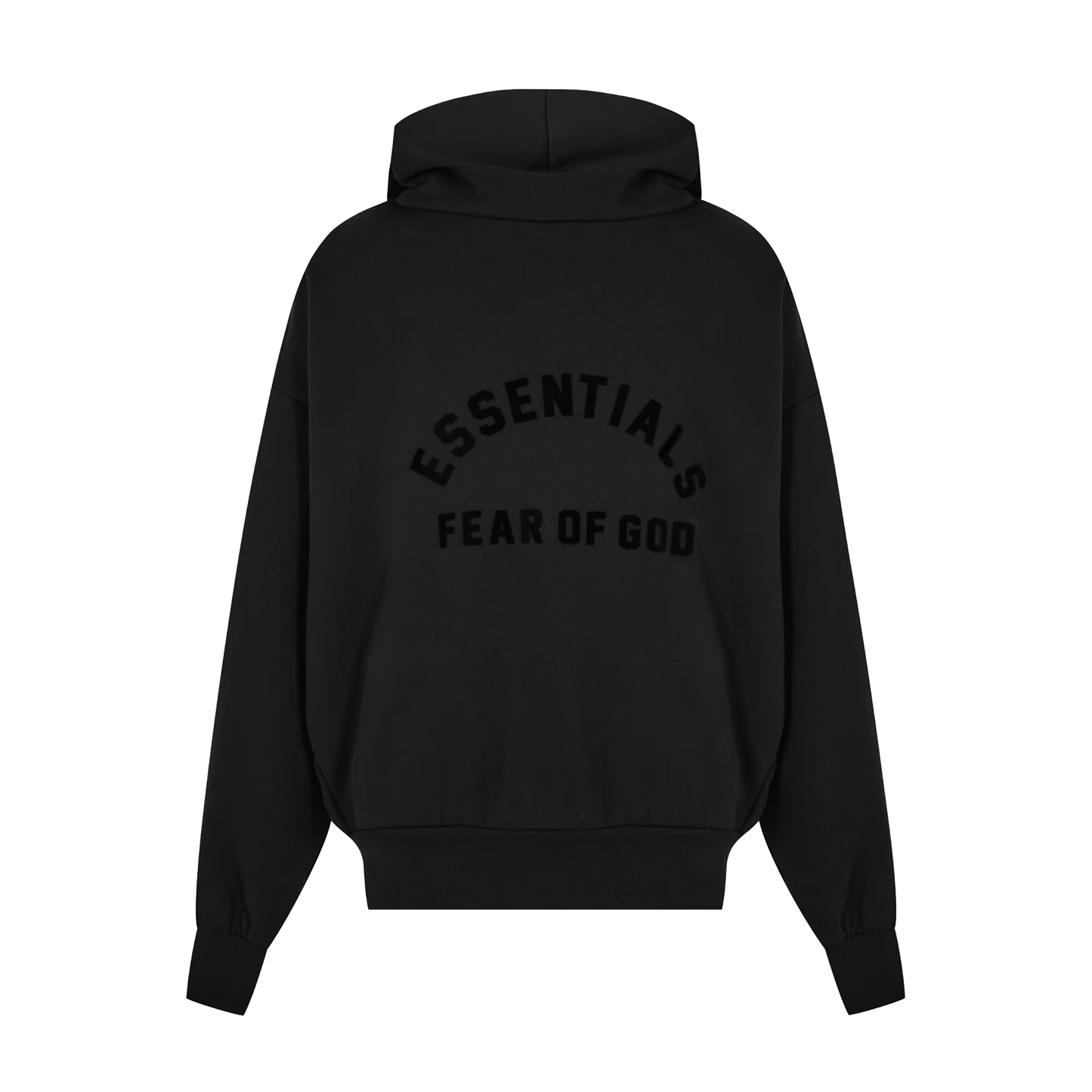 Essentials Arch Logo Hoodie Jet Black