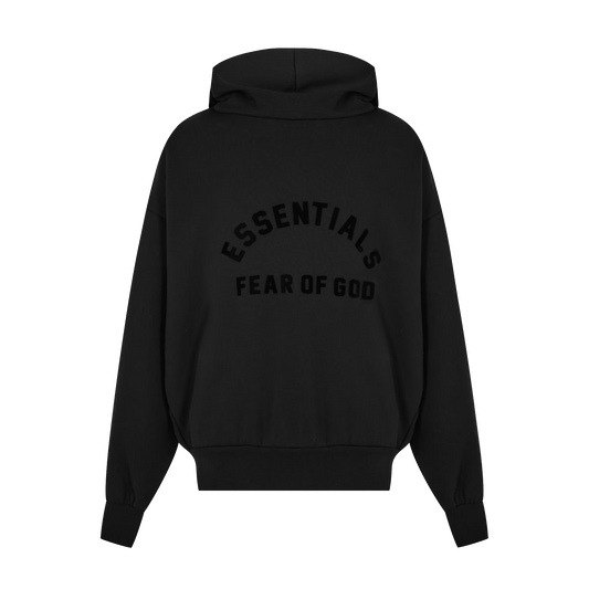 Essentials Arch Logo Hoodie Jet Black