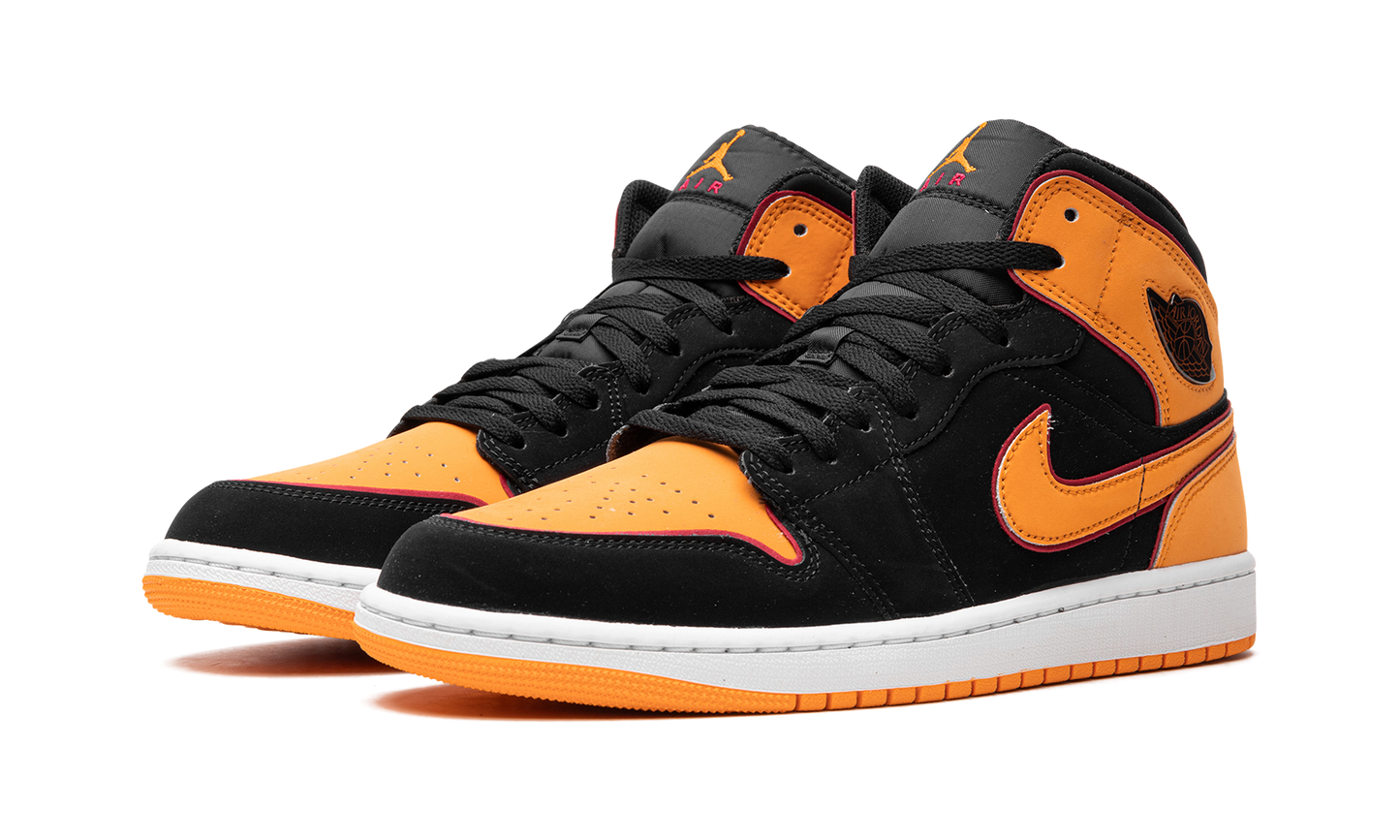 Air Jordan 1 Mid Fat Tongue Black Orange