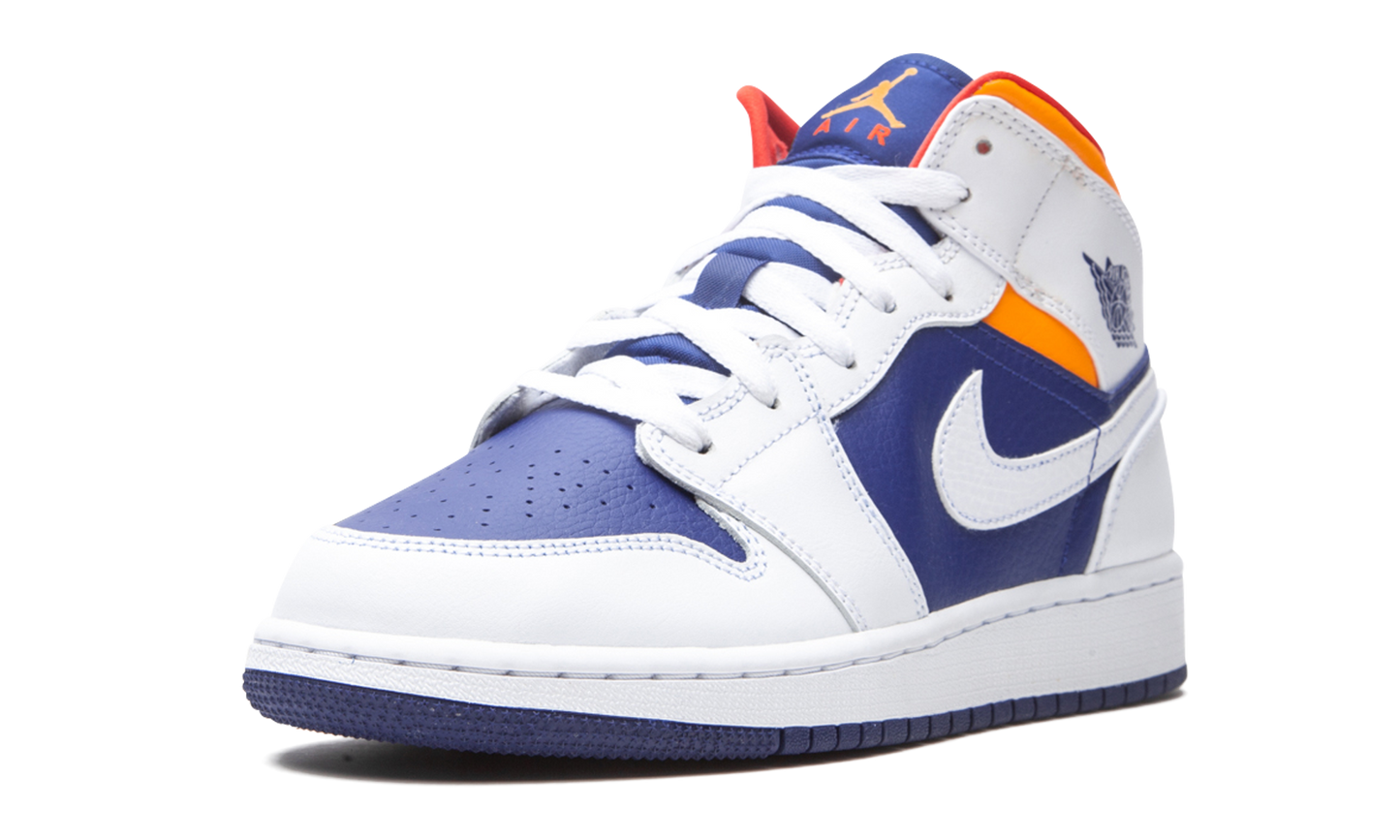 Air Jordan 1 Mid White Laser Orange Deep Royal Blue