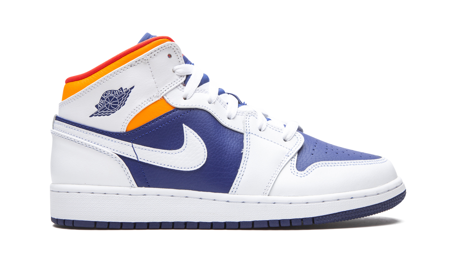 Air Jordan 1 Mid White Laser Orange Deep Royal Blue