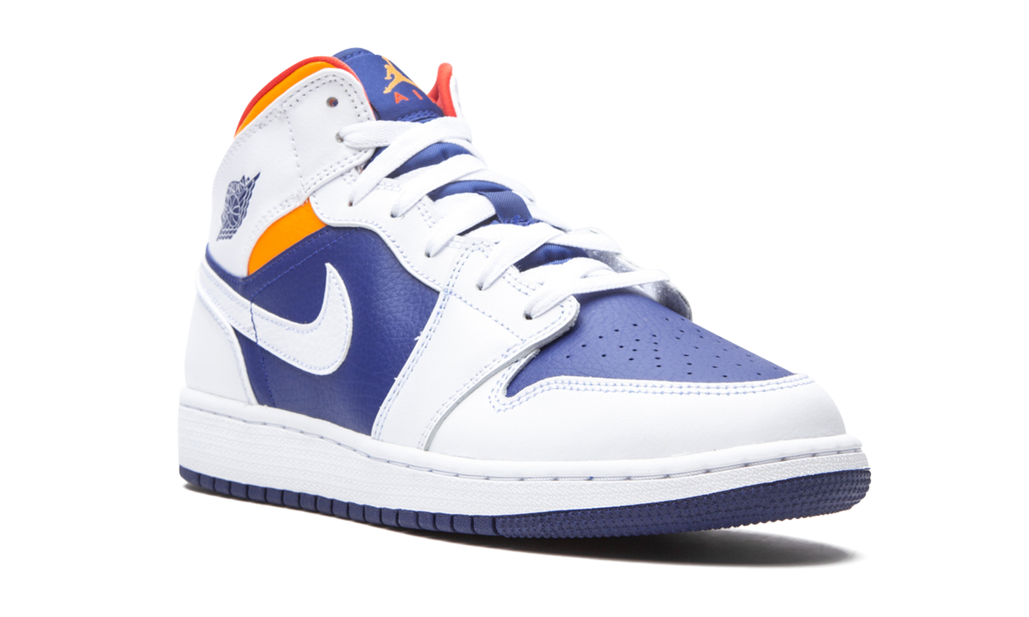 Air Jordan 1 Mid White Laser Orange Deep Royal Blue