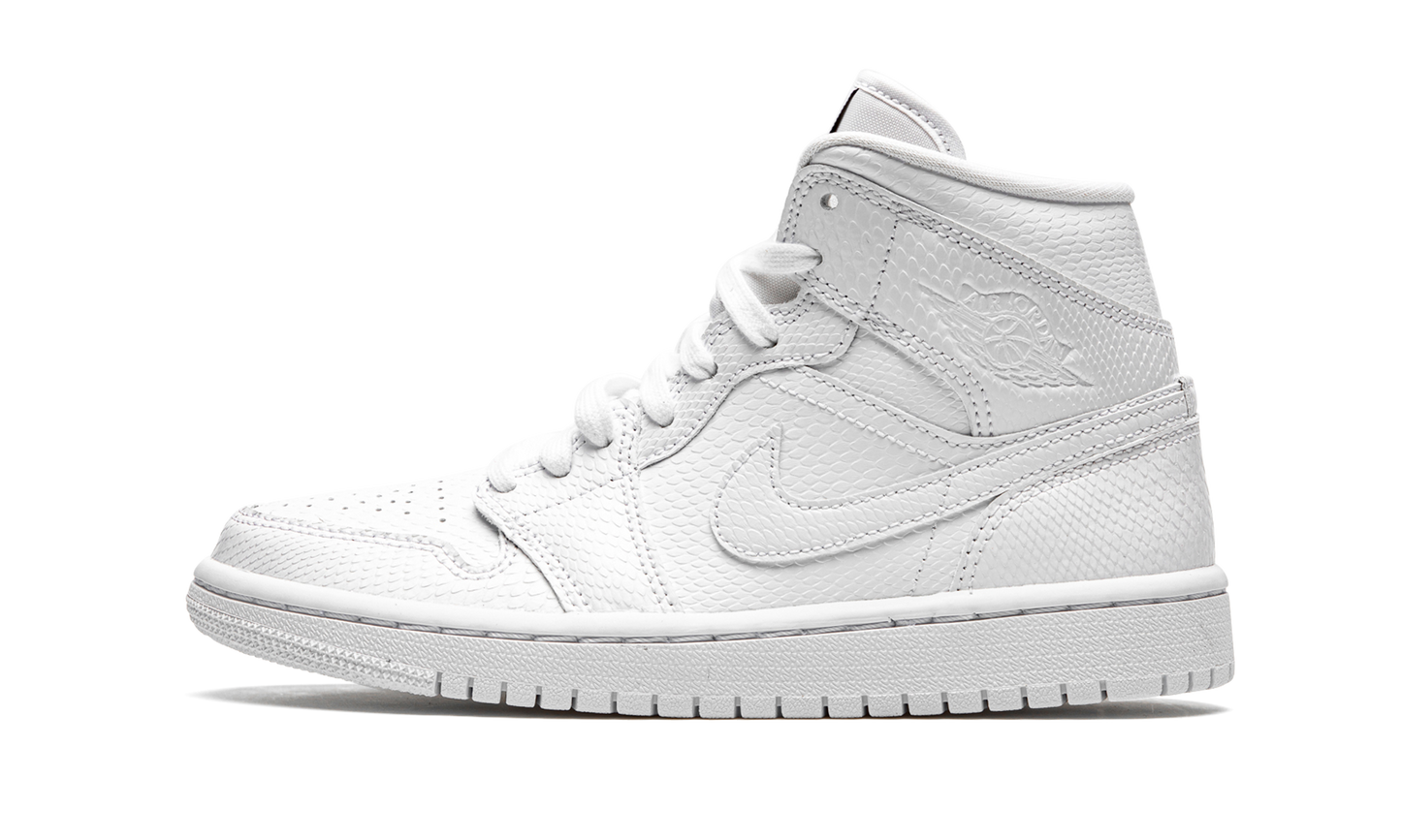 Air Jordan 1 Mid White Snakeskin