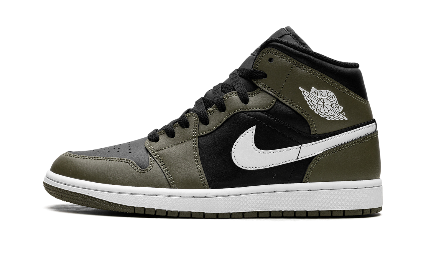 Air Jordan 1 Mid Black White Olive