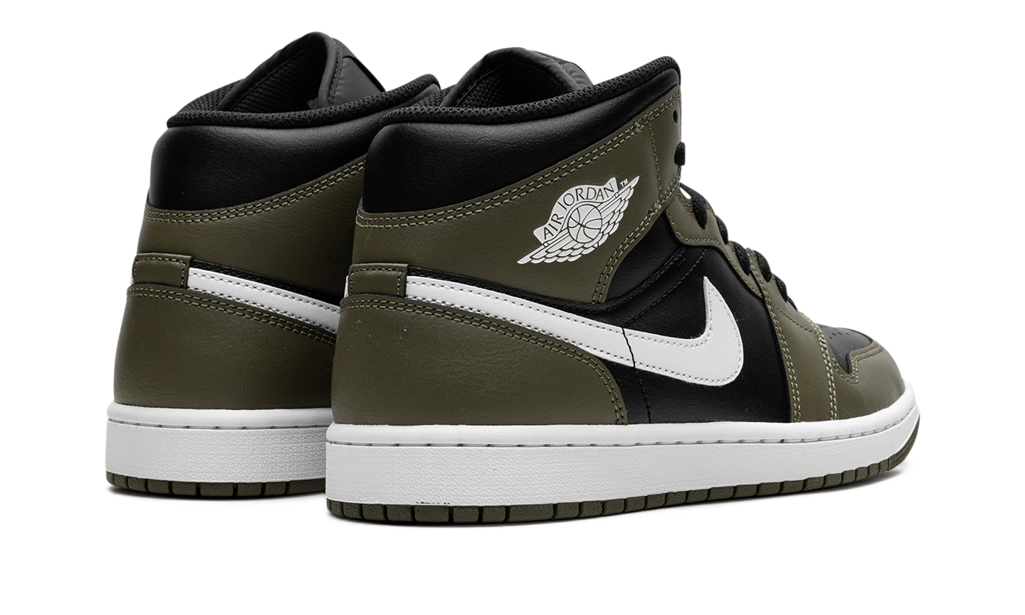 Air Jordan 1 Mid Black White Olive