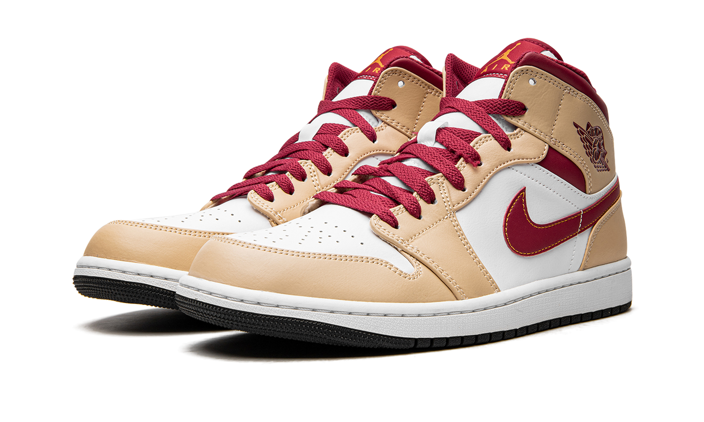 Air Jordan 1 Mid Light Curry Cardinal