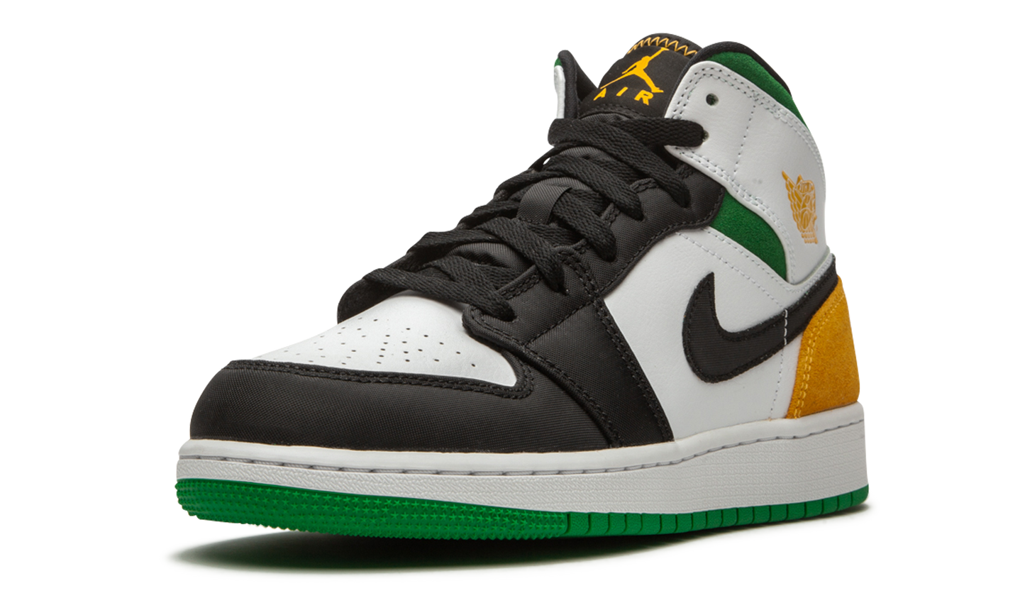 Air Jordan 1 Mid SE White Laser Orange Lucky Green