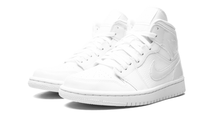 Air Jordan 1 Mid Triple White Patent Swoosh