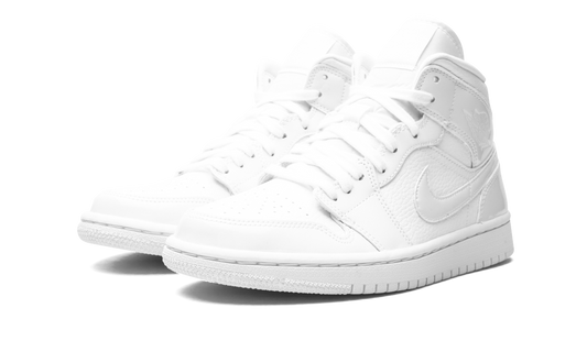 Air Jordan 1 Mid Triple White Patent Swoosh