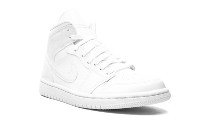 Air Jordan 1 Mid Triple White Patent Swoosh