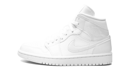 Air Jordan 1 Mid Triple White Patent Swoosh