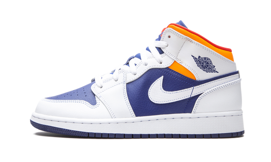 Air Jordan 1 Mid White Laser Orange Deep Royal Blue
