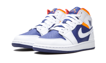 Air Jordan 1 Mid White Laser Orange Deep Royal Blue