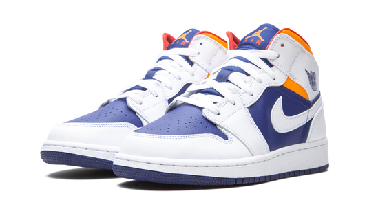 Air Jordan 1 Mid White Laser Orange Deep Royal Blue