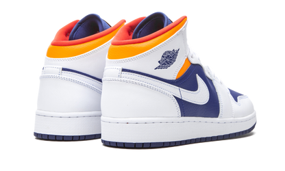 Air Jordan 1 Mid White Laser Orange Deep Royal Blue