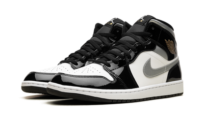 Air Jordan 1 Mid SE Patent Black White Metallic Silver Metallic Gold