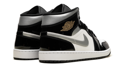 Air Jordan 1 Mid SE Patent Black White Metallic Silver Metallic Gold