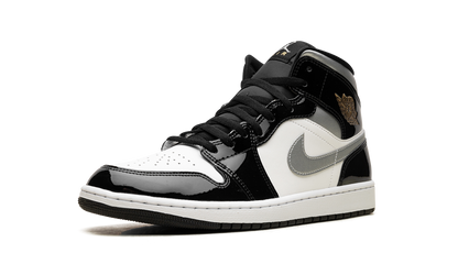 Air Jordan 1 Mid SE Patent Black White Metallic Silver Metallic Gold