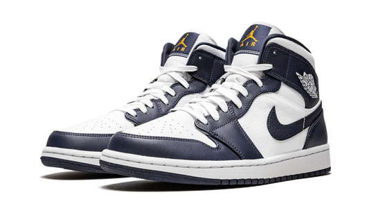 Air Jordan 1 Mid White Metallic Gold Obsidian