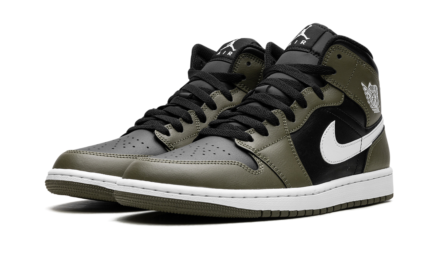 Air Jordan 1 Mid Black White Olive