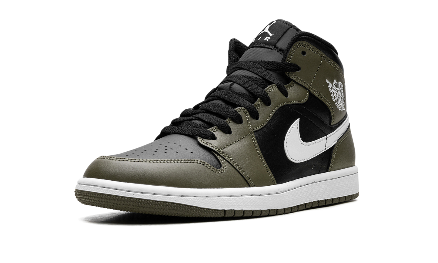 Air Jordan 1 Mid Black White Olive