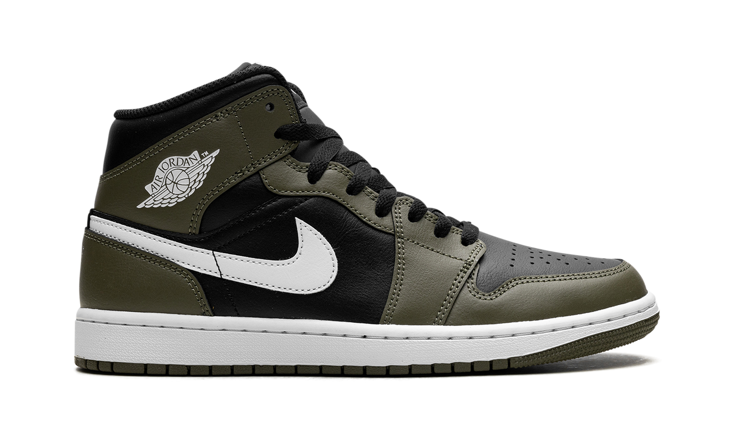 Air Jordan 1 Mid Black White Olive