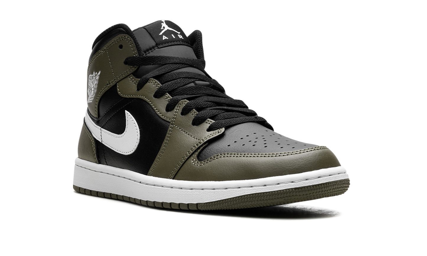 Air Jordan 1 Mid Black White Olive
