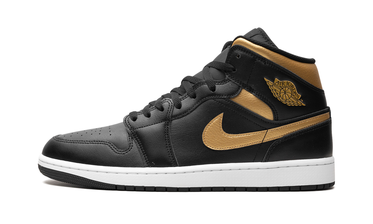 Air Jordan 1 Mid Black Metallic Gold