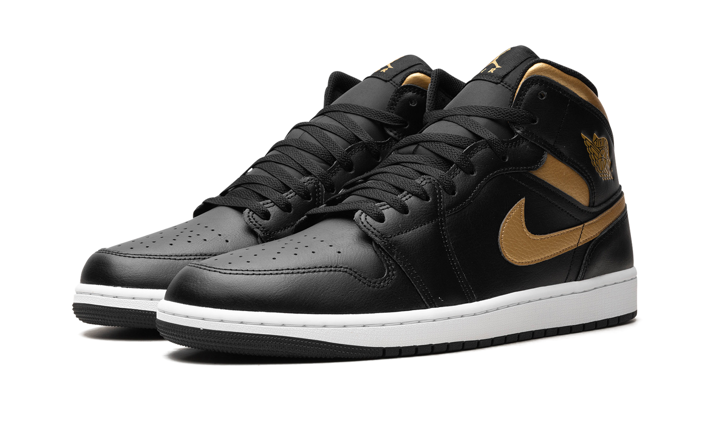 Air Jordan 1 Mid Black Metallic Gold
