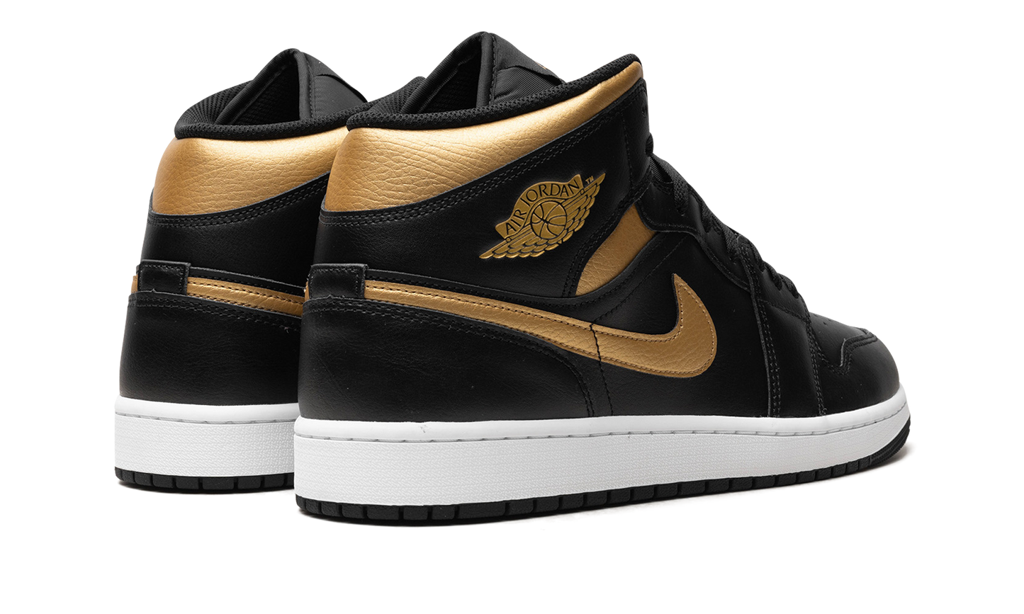 Air Jordan 1 Mid Black Metallic Gold