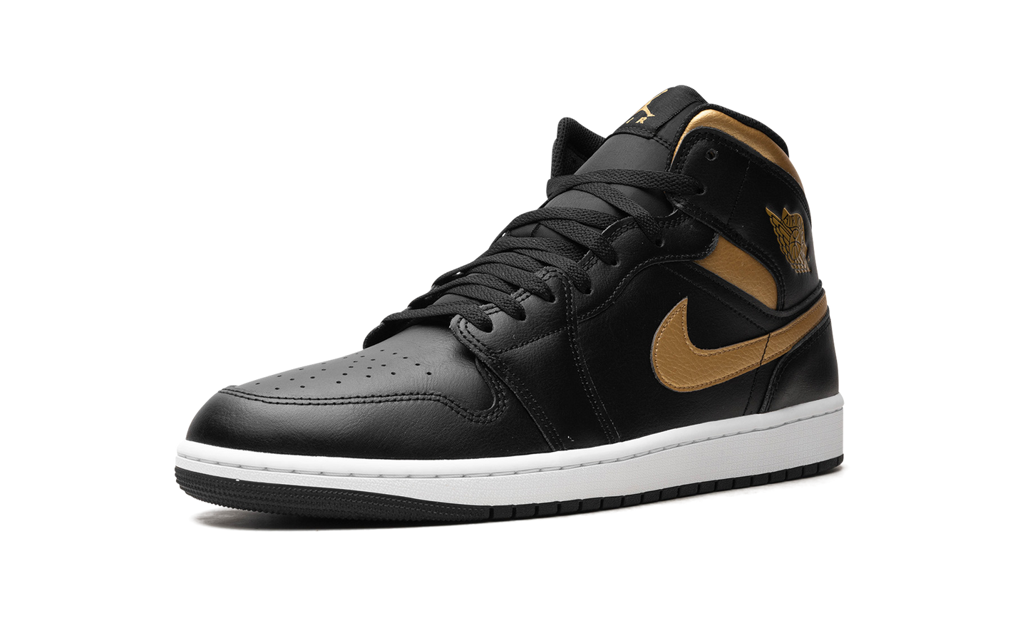 Air Jordan 1 Mid Black Metallic Gold