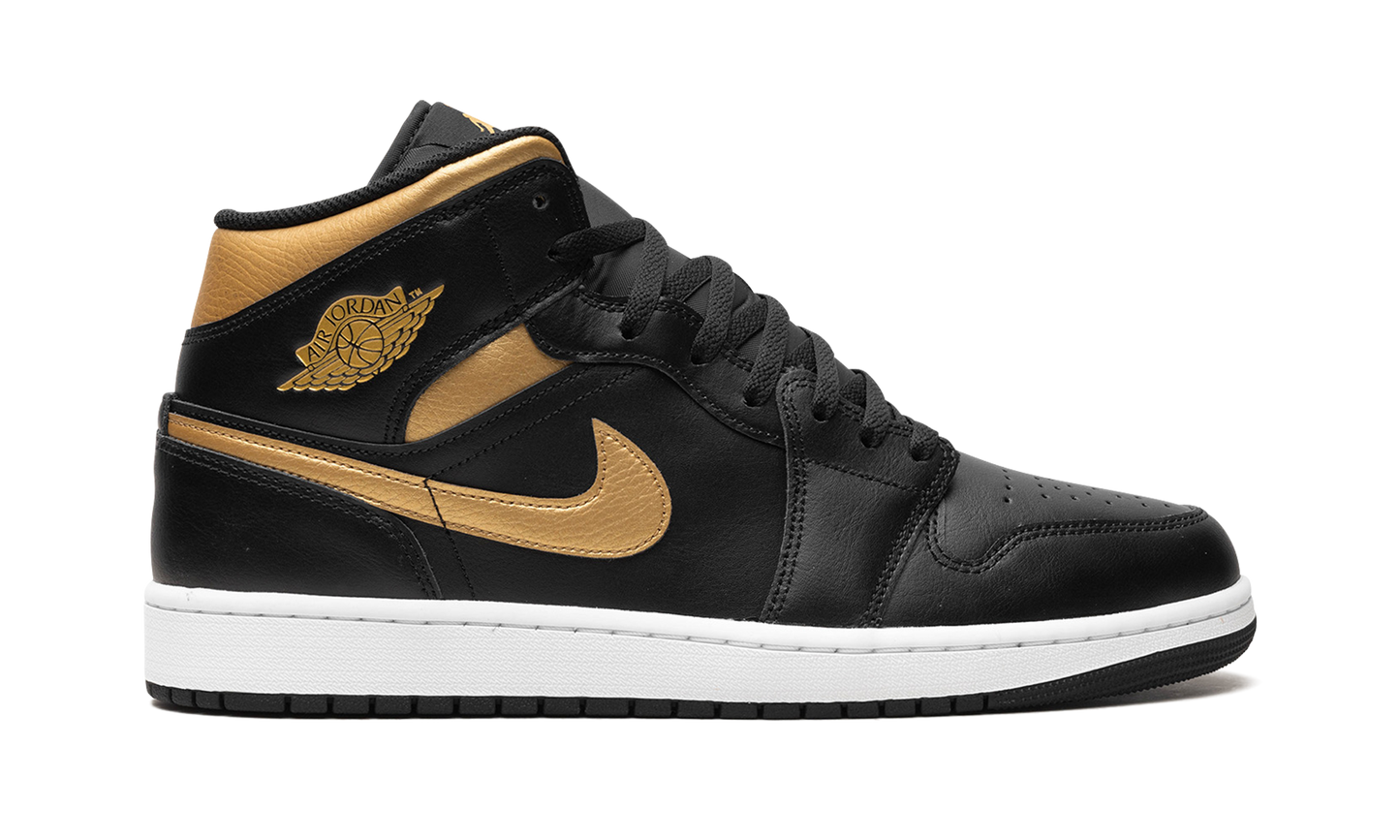 Air Jordan 1 Mid Black Metallic Gold