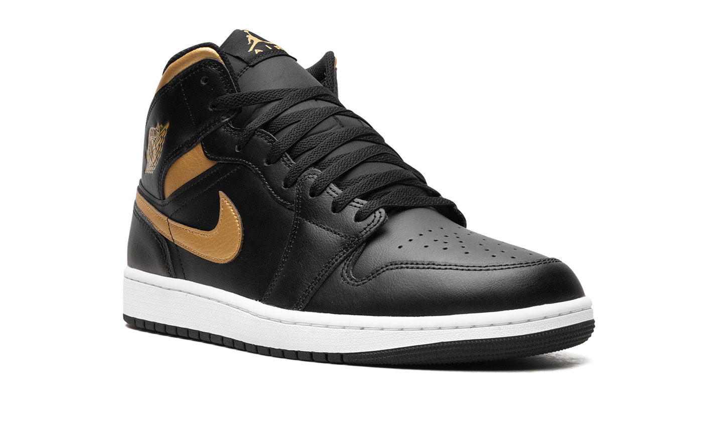 Air Jordan 1 Mid Black Metallic Gold